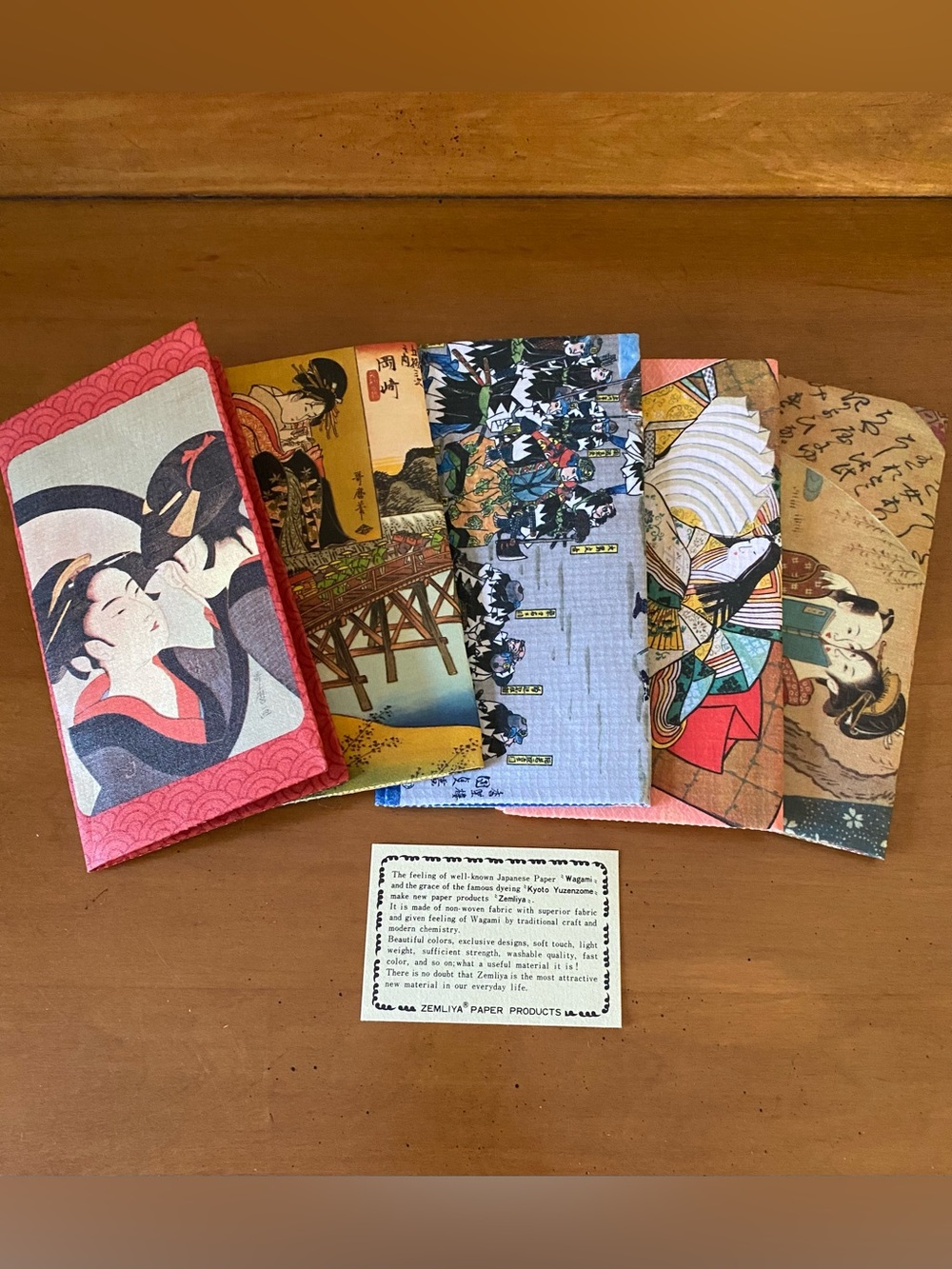 Vintage 70s Japanese Wagami Zemliya Rice Paper Wallet 5 Count
